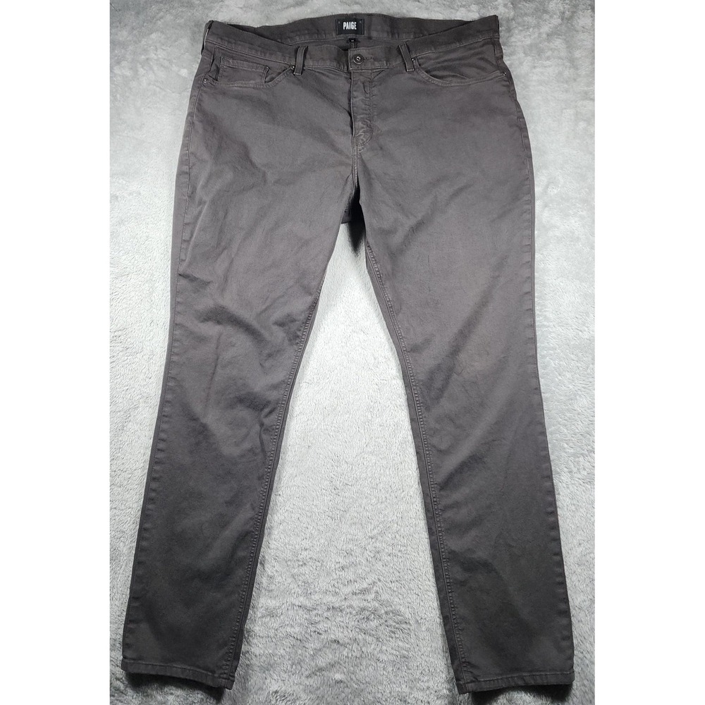 Paige Federal Jeans Mens 42x34 Gray Slim Straight Stretch Denim Faded Trousers